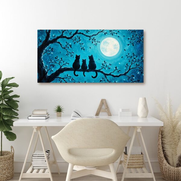Quadro su tela – Gatti notturni nel blu