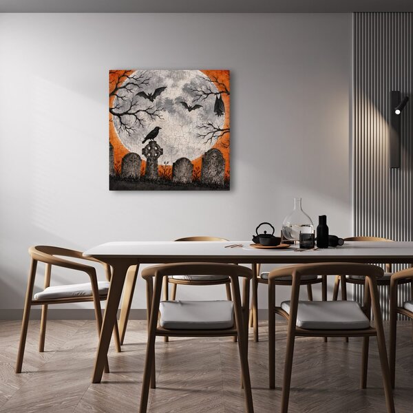 Quadro su tela – Corvo e pipistrelli sopra le tombe
