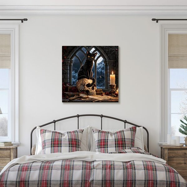 Quadro su tela – Gatto notturno con candele