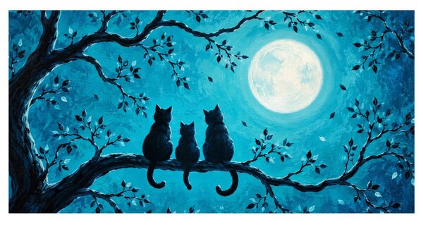 Quadro su tela – Gatti notturni nel blu
