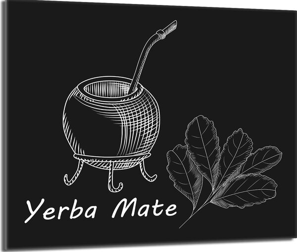 Piano cottura 60x52 Coperchio per piano cottura in Vetroceramica Paraspruzzi Piatto in vetro Tagliere decorativo, Yerba Black
