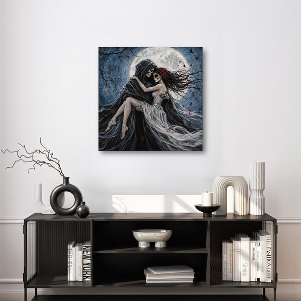 Quadro su tela – Amore scheletrico al chiaro di luna