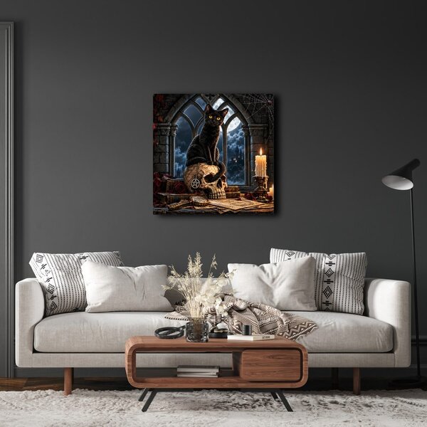 Quadro su tela – Gatto notturno con candele