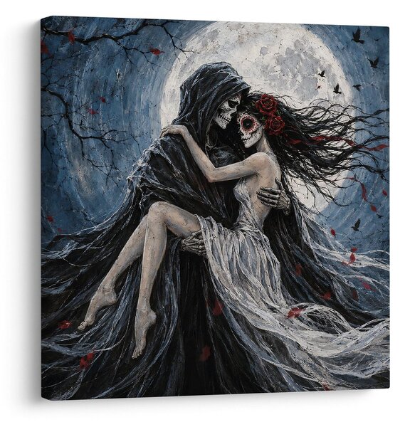 Quadro su tela – Amore scheletrico al chiaro di luna