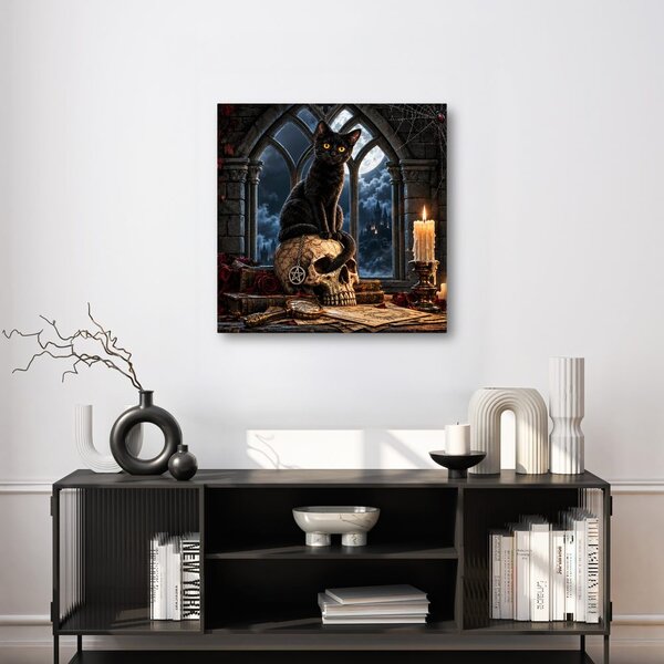 Quadro su tela – Gatto notturno con candele