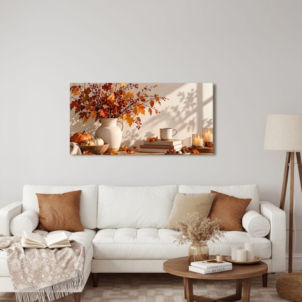 Quadro su tela – Calda composizione autunnale con candele