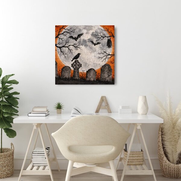 Quadro su tela – Corvo e pipistrelli sopra le tombe