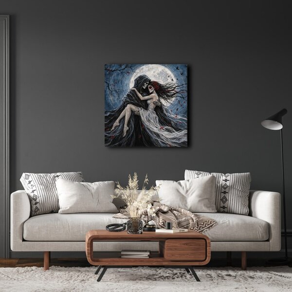 Quadro su tela – Amore scheletrico al chiaro di luna