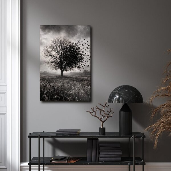 Quadro su tela – Albero della vita e stormo di uccelli