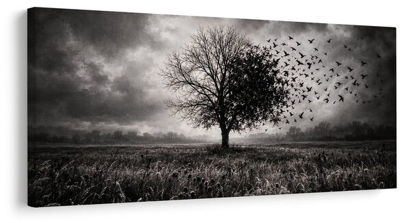 Quadro su tela – Albero della vita in paesaggio oscuro