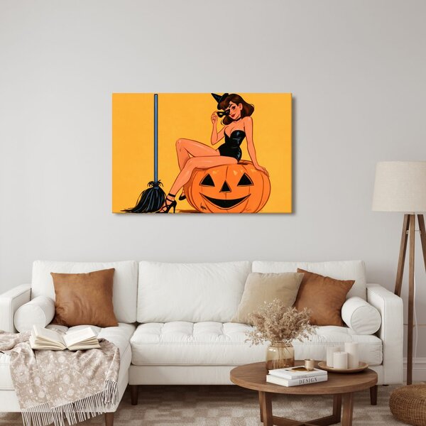 Quadro su tela – Strega sexy sulla zucca