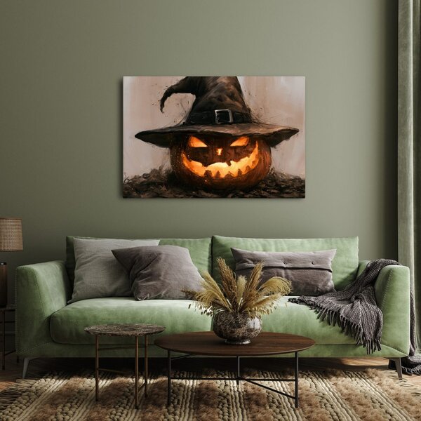 Quadro su tela – Zucche nel cappello da strega