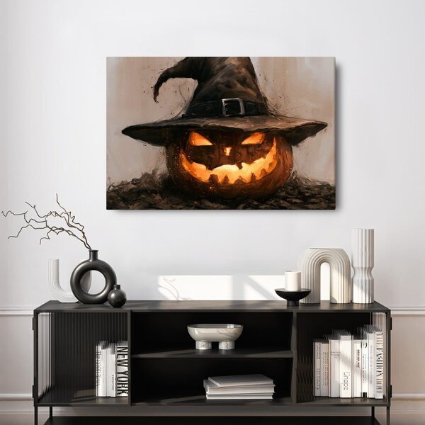 Quadro su tela – Zucche nel cappello da strega