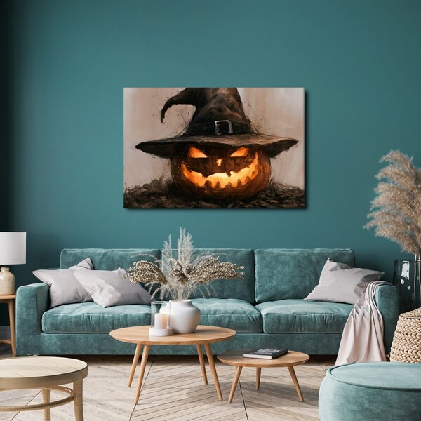 Quadro su tela – Zucche nel cappello da strega