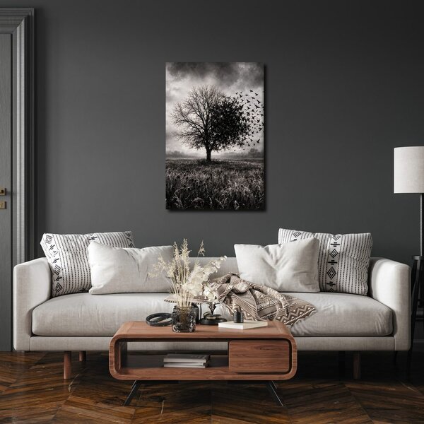 Quadro su tela – Albero della vita e stormo di uccelli