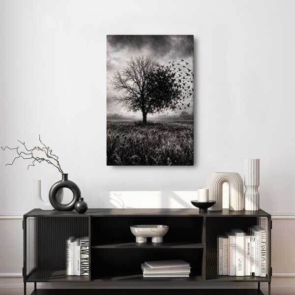 Quadro su tela – Albero della vita e stormo di uccelli