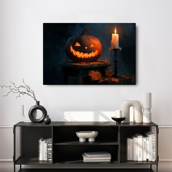 Quadro su tela – Zucca spettrale con candela