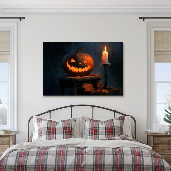 Quadro su tela – Zucca spettrale con candela