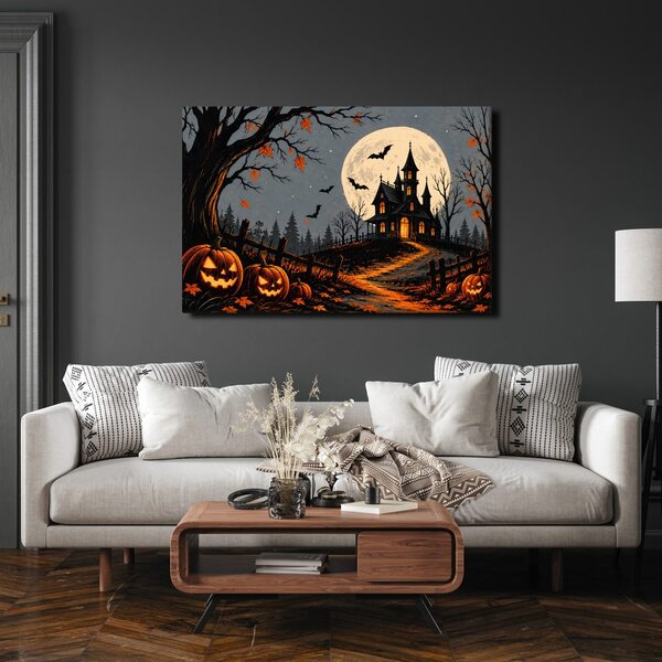 Quadro su tela – Casa stregata sotto la luna piena
