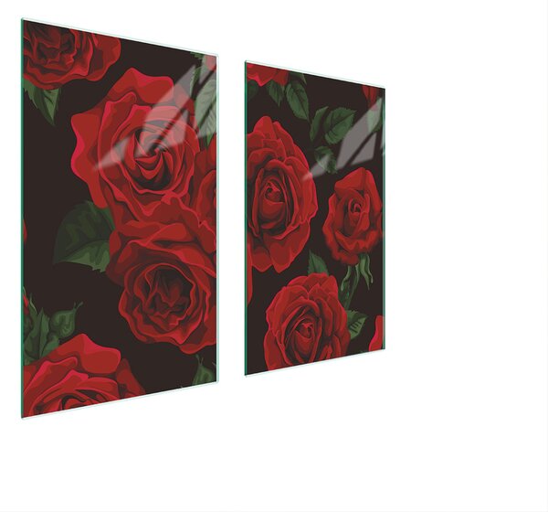 Piastre copri fornelli 2 pezzi 75x52 Copri piano cottura in Vetroceramica tagliere in vetro rose rosso