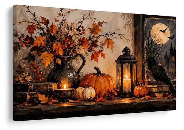 Quadro su tela – Natura morta autunnale con corvo