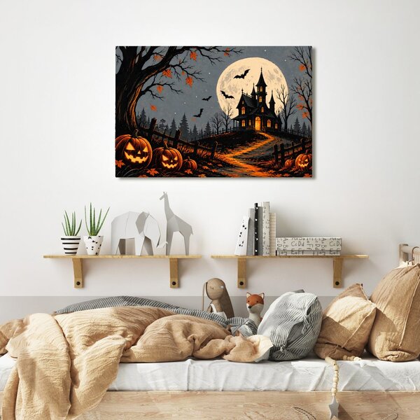 Quadro su tela – Casa stregata sotto la luna piena