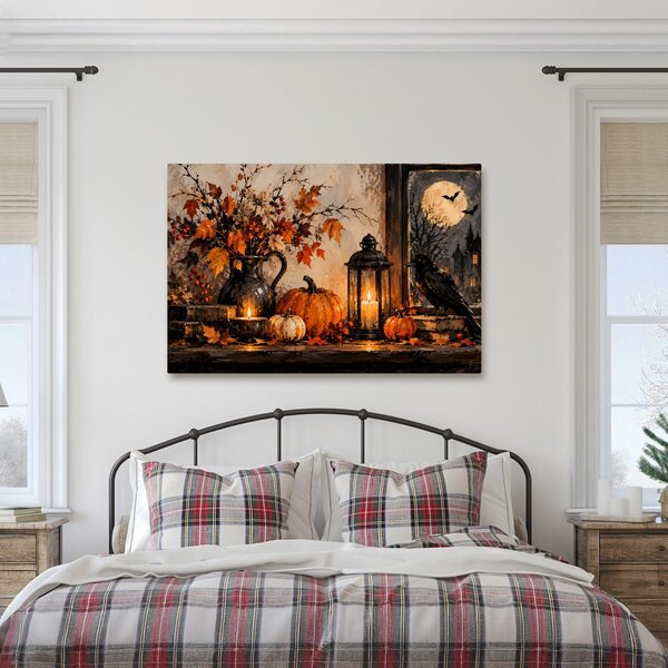 Quadro su tela – Natura morta autunnale con corvo