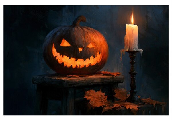 Quadro su tela – Zucca spettrale con candela