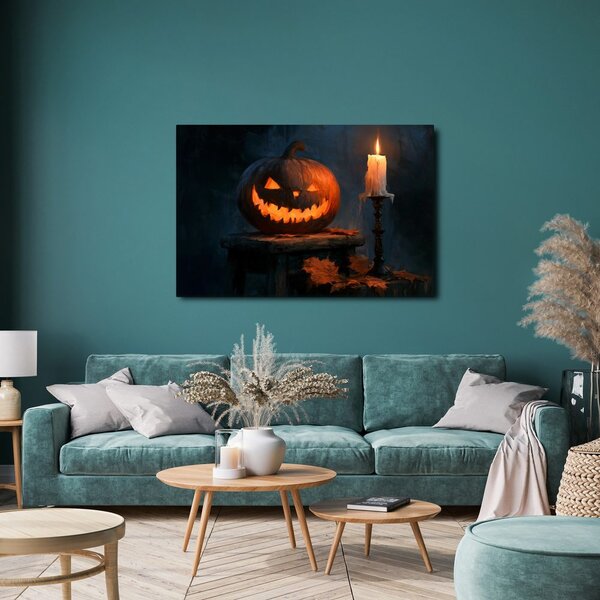 Quadro su tela – Zucca spettrale con candela