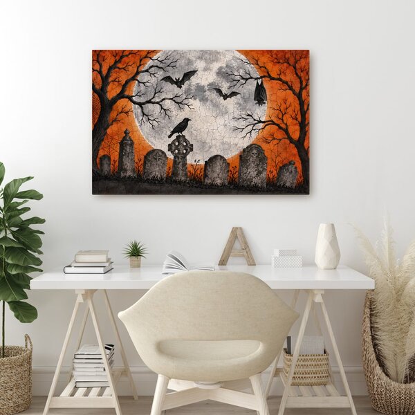 Quadro su tela – Cimitero misterioso al chiaro di luna piena