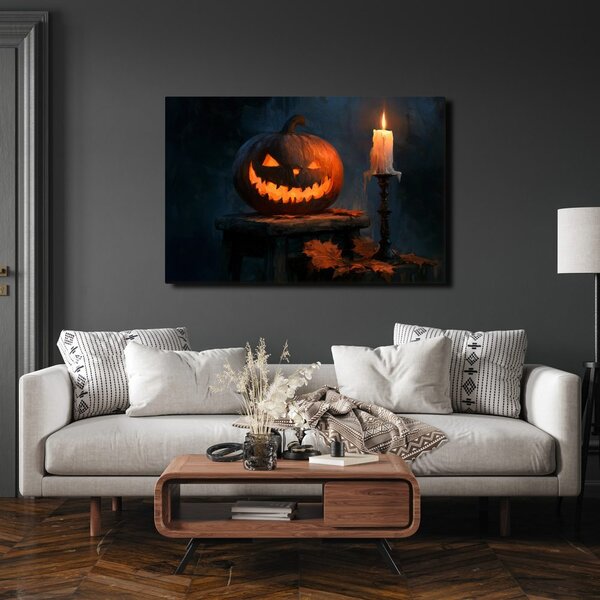 Quadro su tela – Zucca spettrale con candela