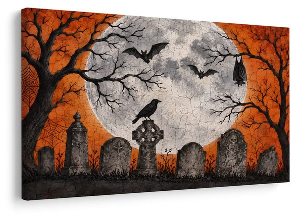 Quadro su tela – Cimitero misterioso al chiaro di luna piena