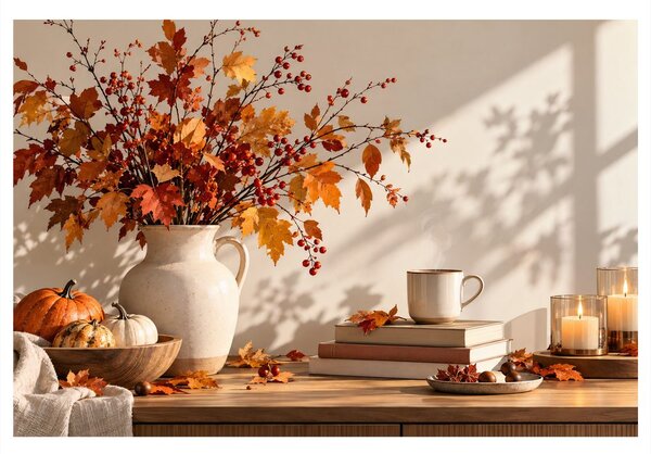 Quadro su tela – Natura morta autunnale con zucche