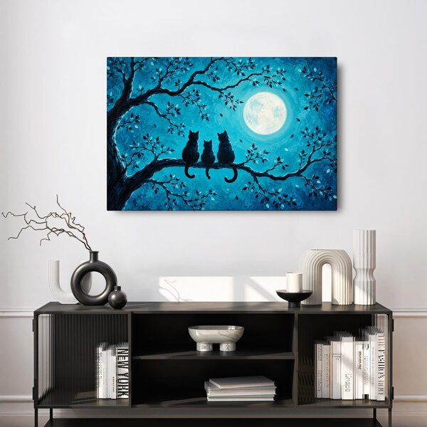 Quadro su tela – Gatti al chiaro di luna
