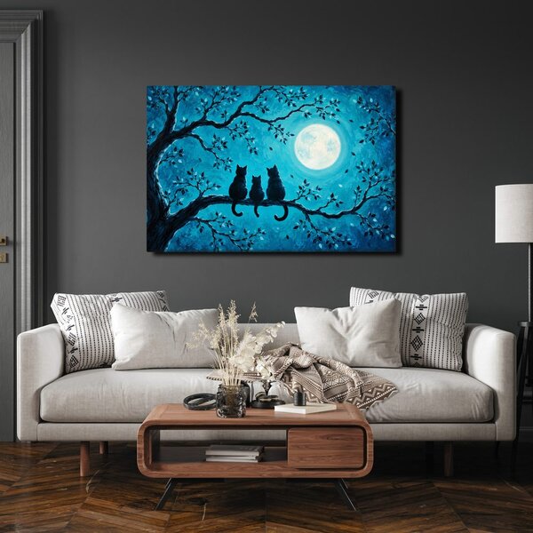 Quadro su tela – Gatti al chiaro di luna