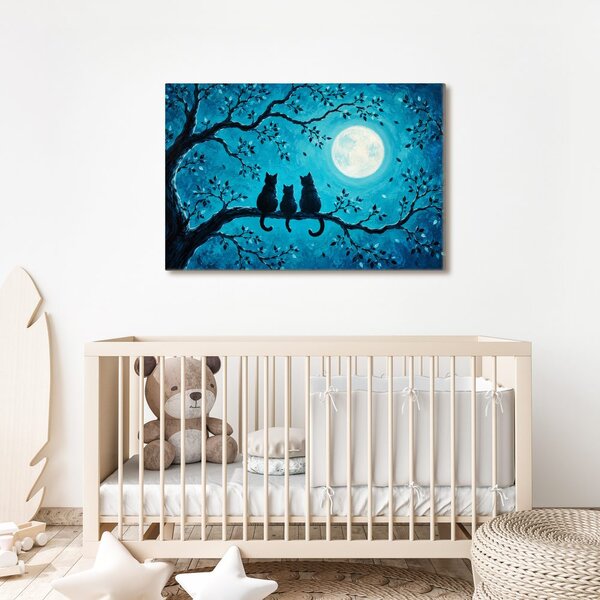 Quadro su tela – Gatti al chiaro di luna