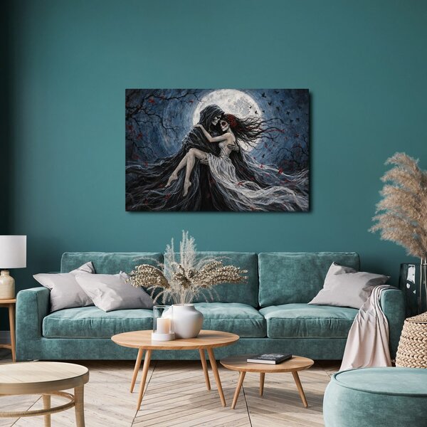 Quadro su tela – Abbraccio oscuro sotto la luna