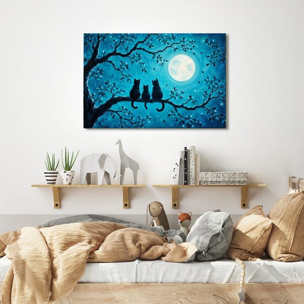 Quadro su tela – Gatti al chiaro di luna