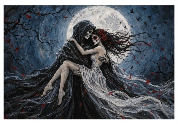 Quadro su tela – Abbraccio oscuro sotto la luna