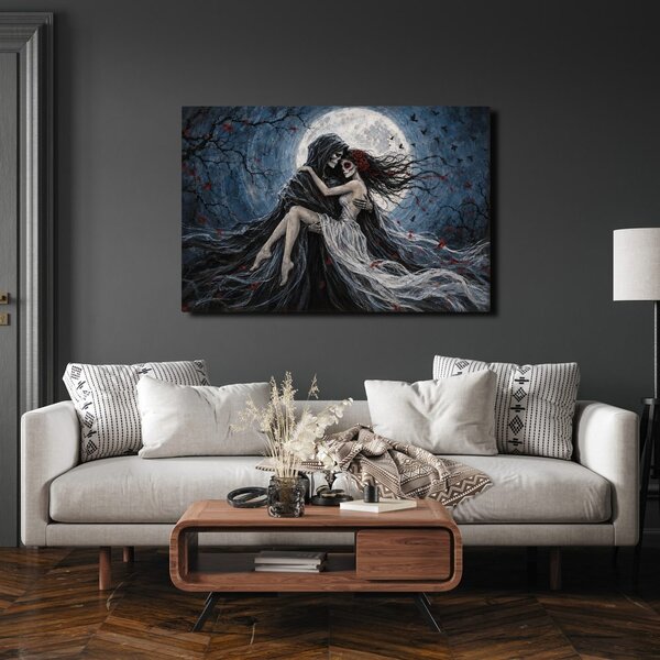 Quadro su tela – Abbraccio oscuro sotto la luna