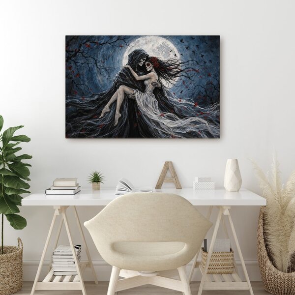 Quadro su tela – Abbraccio oscuro sotto la luna