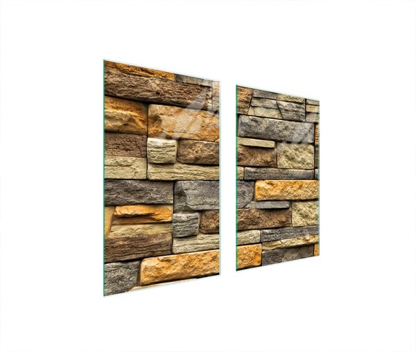 Piastre copri fornelli 2 pezzi 75x52 Copri piano cottura in Vetroceramica tagliere in vetro marrone mattone