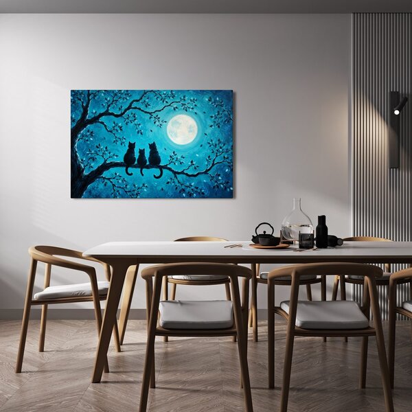 Quadro su tela – Gatti al chiaro di luna