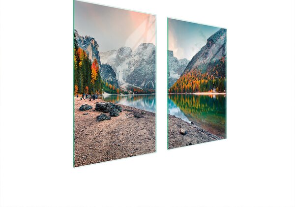 Piastre coprifornelli 2 pezzi 75x52 Vetroceramica coprifornelli tagliere vetro paesaggio montagne