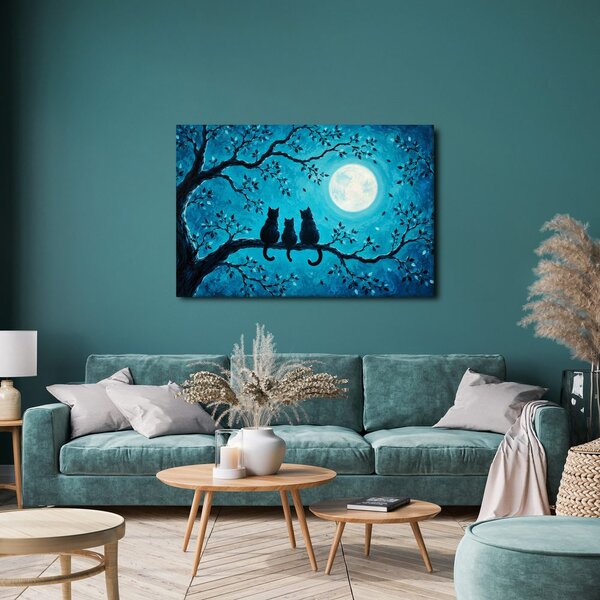 Quadro su tela – Gatti al chiaro di luna