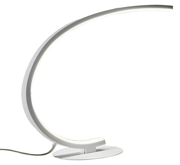 Lampada da tavolo IOLE L - Struttura in alluminio bianco opale, LED 12W 600lm 3000K, Dimmerabile Push integrato - Design Minimalista Gealuce