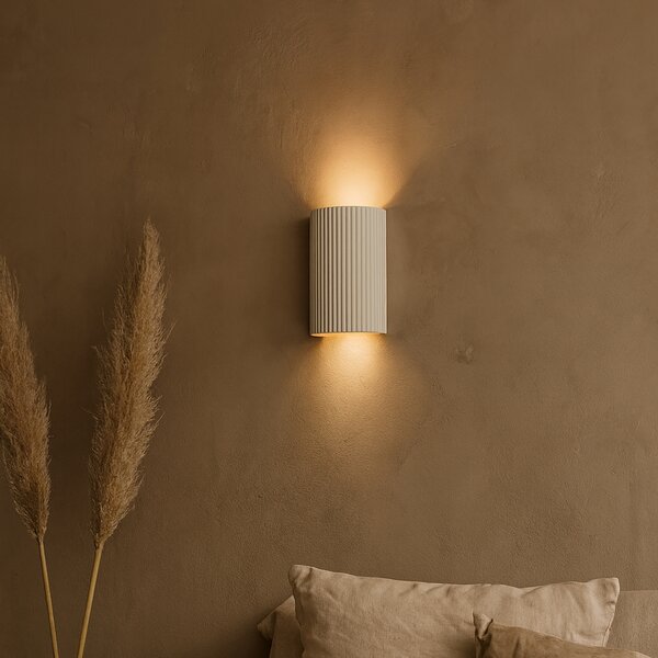 Lampada da parete scandinava beige a semicerchio 2 luci - Plaster
