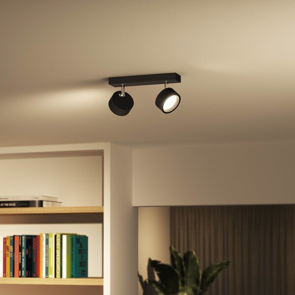 Plafoniera Philips, Bracia, Nero, Soggiorno, Metallo, Moderno