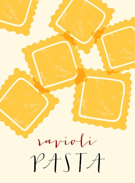 Illustrazione Ravioli Italian pasta Ravioli poster illustration, Alina Beketova