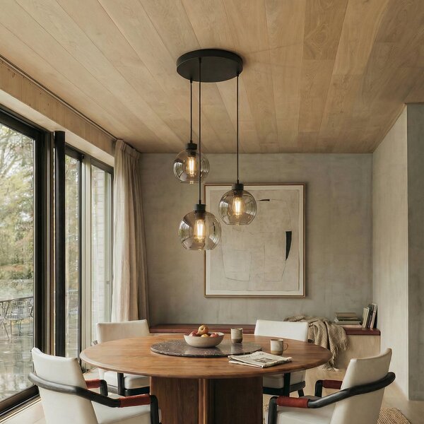 Lampada a sospensione TK Lighting, Cubus, dimmerabile, Grigio, Soggiorno, Vetro, Moderno